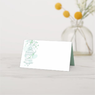 Aves verdes abren jaulas gráficas tarjetas de visi
