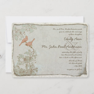 Aves Vintage Damask Invitaciones de matrimonio