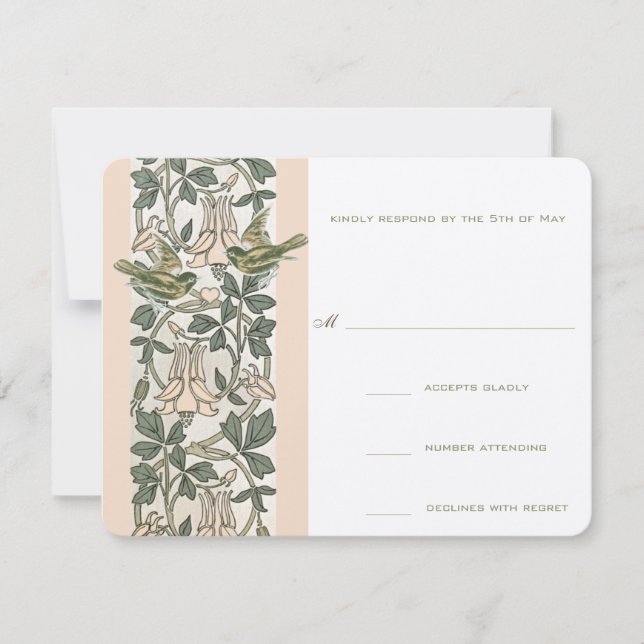 Aves Vintage HoneySuckle Wedding RSVP (Anverso)