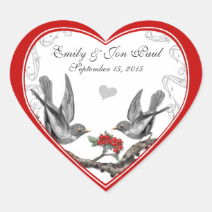 Aves vitícolas con flores de cerezo rojo pegatinas