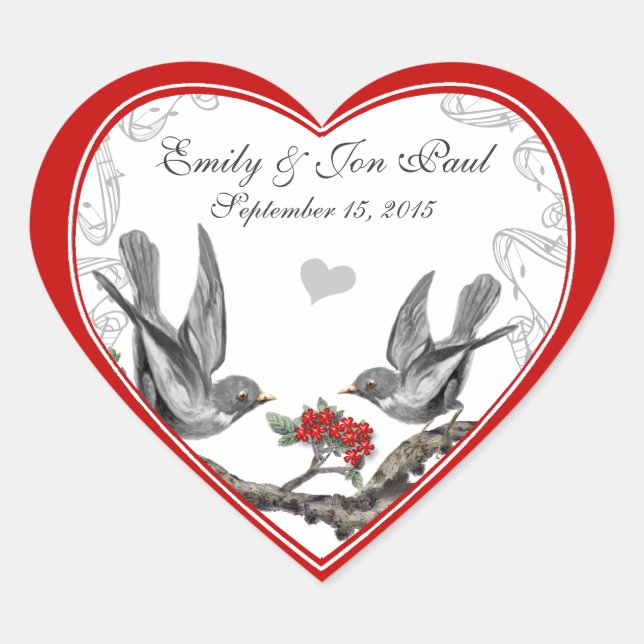 Aves vitícolas con flores de cerezo rojo pegatinas (Anverso)