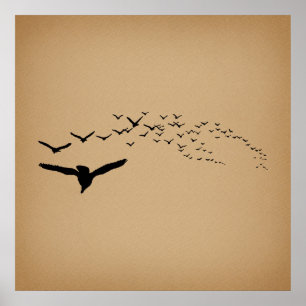 Aves voladoras Arte vintage