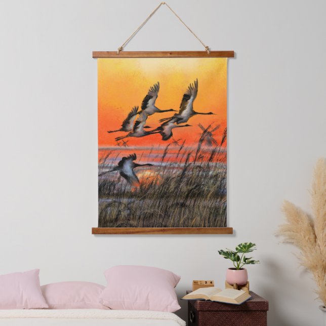 Aves Volando Tapiz colgante de atardecer - Pintura (Dormitorio)