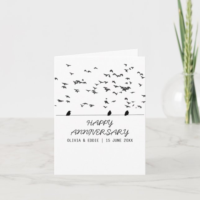 aves volantes Tarjetas aniversario plegadas (Anverso)