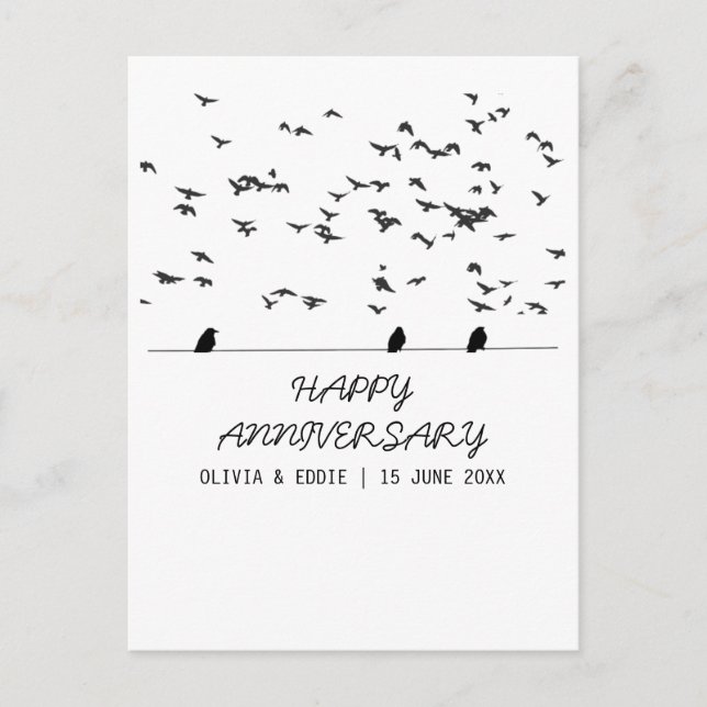 aves volantes Tarjetas aniversario plegadas (Anverso)