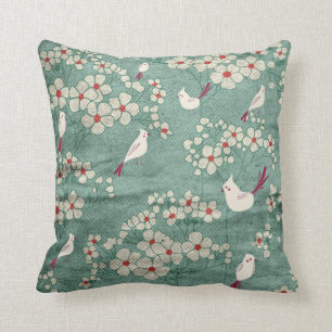 Aves y flores almohadas estadounidenses de MoJo