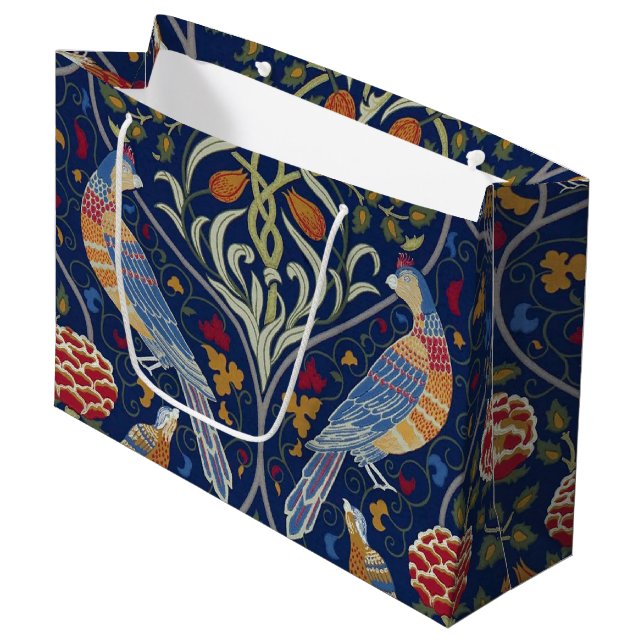 Aves y flores, bolsa de regalo grande William Morr (Angulo Anverso)