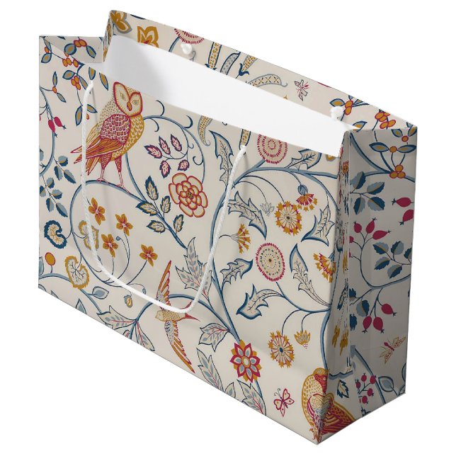 Aves y flores, bolsa de regalo grande William Morr (Angulo Anverso)