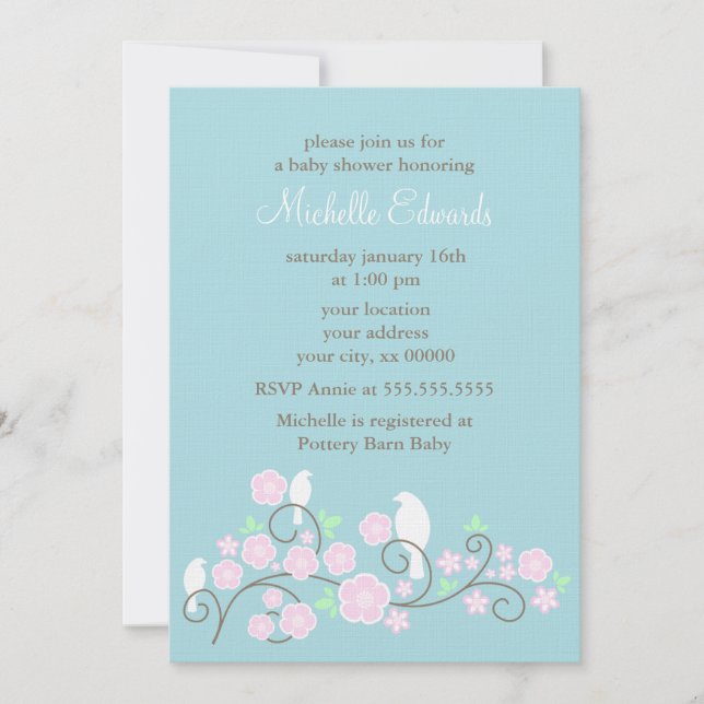 Aves y flores duermen invitaciones (Anverso)