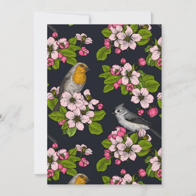 Aves y flores en negro (Anverso)