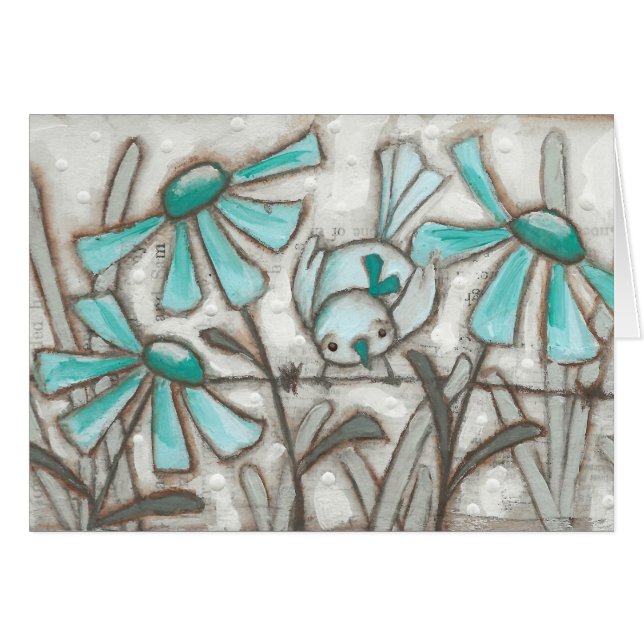 Aves y flores/laguna azul - en blanco dentro (Anverso (Horizontal))