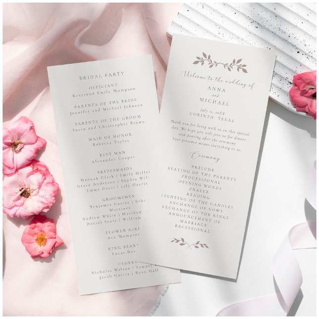 Aves y hojas, programa romántico de boda plana (Subido por el creador)