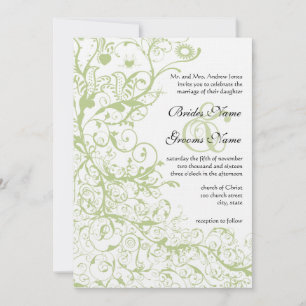 Aves y nades Hydrangea Verde #28 Invitaciones de b