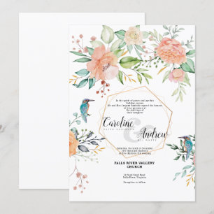 Aves y Rosas - Tarjeta de invitación a la boda