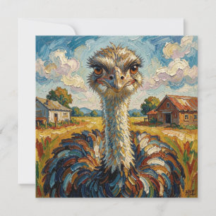 Avestruz con impasto en una granja En blanco