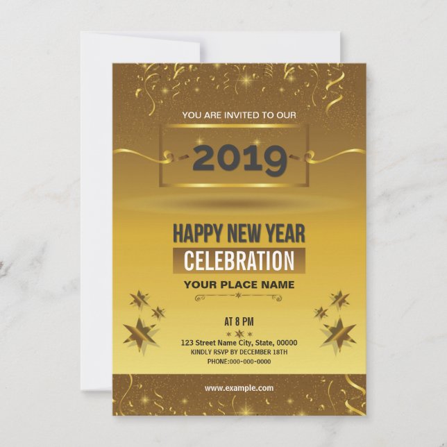 Aviador de la invitación del fiesta del Año Nuevo (Anverso)