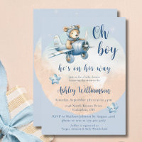 Aviador de Oso de Teddy Oh Boy Invitación de Baby 