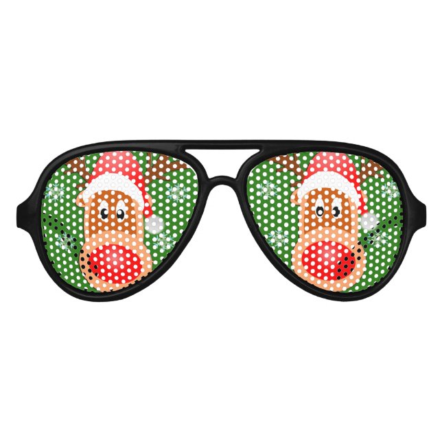 Aviador Feliz Navidad Cute de ciervo Fiesta Sombros gafas  (Anverso)