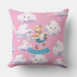 Aviador rosa Teddy Bear Cojín decorativo