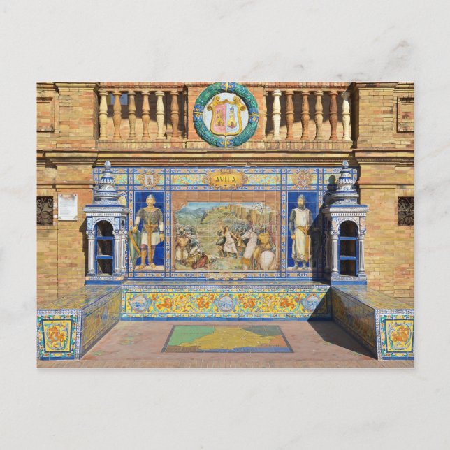 Avila, Plaza de España, postal de Sevilla (Anverso)