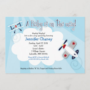 Avión AVIATOR {TBA} Invitación Baby Shower 5x7