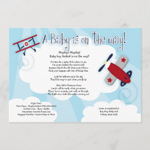 Avión BABY AVIATOR 5x7 Baby Shower Invitación