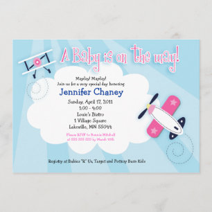 Avión BABY AVIATOR 5x7 Baby Shower Invitación