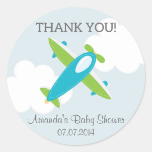 Avión Baby Shower Gracias Pegatinas
