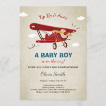 Avión Baby Shower Invitación a viaje aventura