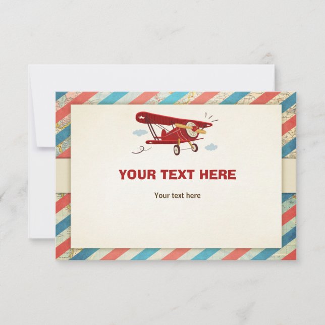 Avión Baby Shower tarjeta de inserción Adventure T (Anverso)