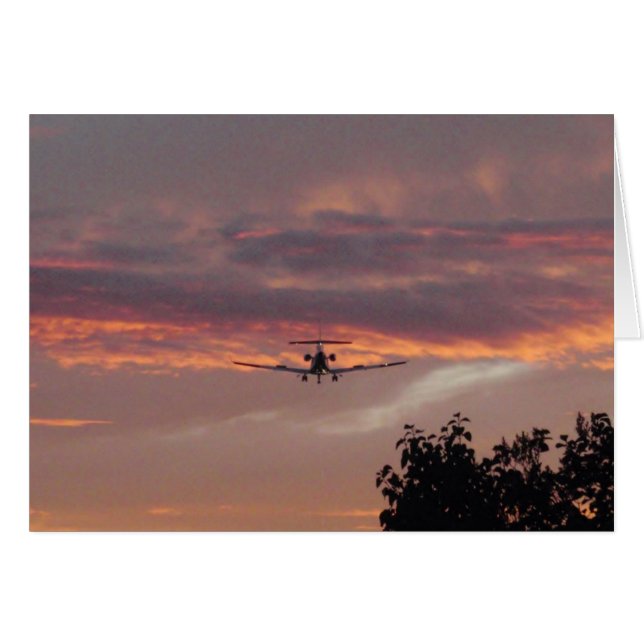 Avión Comercial Aterrizando Al Atardecer (Anverso (Horizontal))