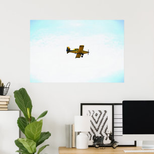 Avión de hélice viejo volando en el Poster de arte