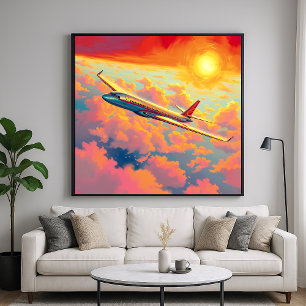 Avión en alza - Arte de estilo parentesco vibrante
