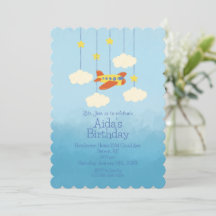 avión en la invitación al cielo: colorido