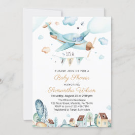 Avión es una invitación de un niño a Baby Shower