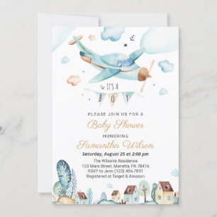Avión es una invitación de un niño a Baby Shower