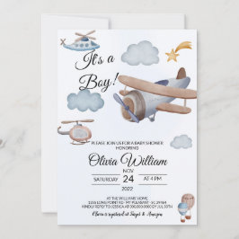Avión es una invitación de un niño a Baby Shower