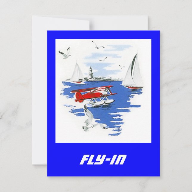 Avión Floatplane Volar En Invitación (Anverso)