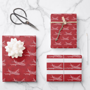 Avión Snowflake en rojo. Hojas de papel de ajuste