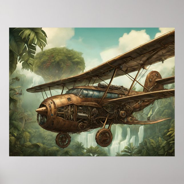 Avión Steampunk - Impresión artística (Frente)