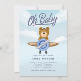 Avión Teddy Bear Invitación Baby Shower