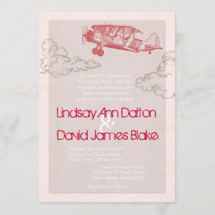 Avión Vintage de invitación a bodas en nubes