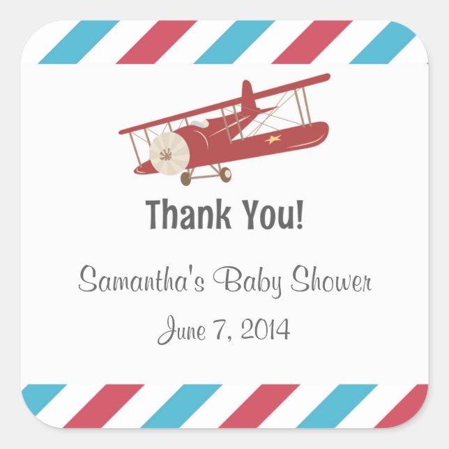 Avión Vintage Gracias Pegatinas (Anverso)