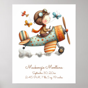 Avión volador de niños con arte de guardería capri