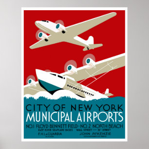 Aviones de Nueva York, póster de viaje del WPA de 