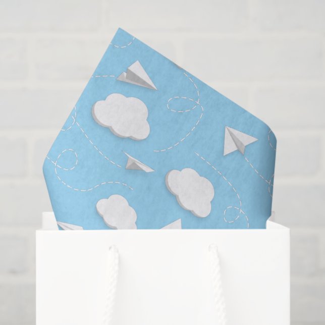 aviones de papel volador inflan nubes azul cielo (Bolsa de regalo)