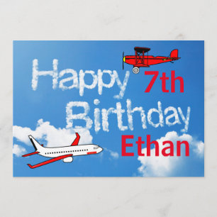 Aviones en el cielo - Invitación de cumpleaños par
