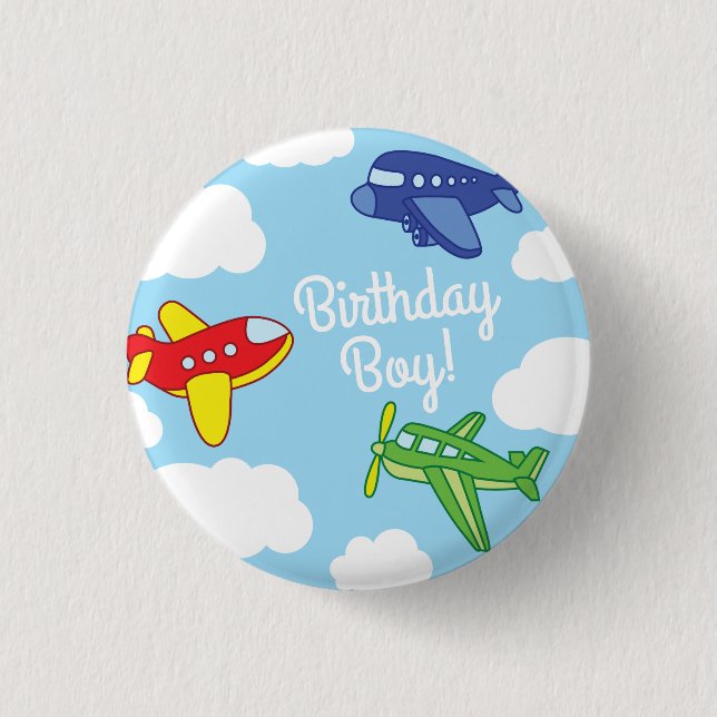 Aviones Jets botón Pin del niño de cumpleaños (Anverso)