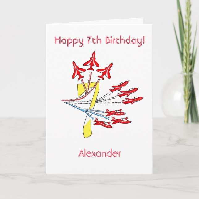 Aviones Red Jet - Séptima Tarjeta de Cumpleaños (Anverso)