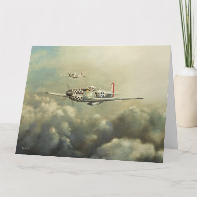 Aviones - tarjeta de felicitaciones del mustango (Anverso)